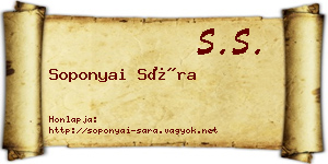 Soponyai Sára névjegykártya