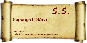 Soponyai Sára névjegykártya